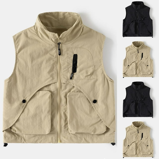 QTOCIO Veste Décontractée pour Enfants, Veste d'Automne pour Enfants, Veste de Travail Sans Manches à Fermeture Éclair Fine Taille Moyenne Veste Décontractée pour Enfants