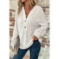 thumbnail image 4 of TITAKING Women's Casual Waffle Knit Hoodie, Long Sleeve, Pullover, White L, 4 of 5