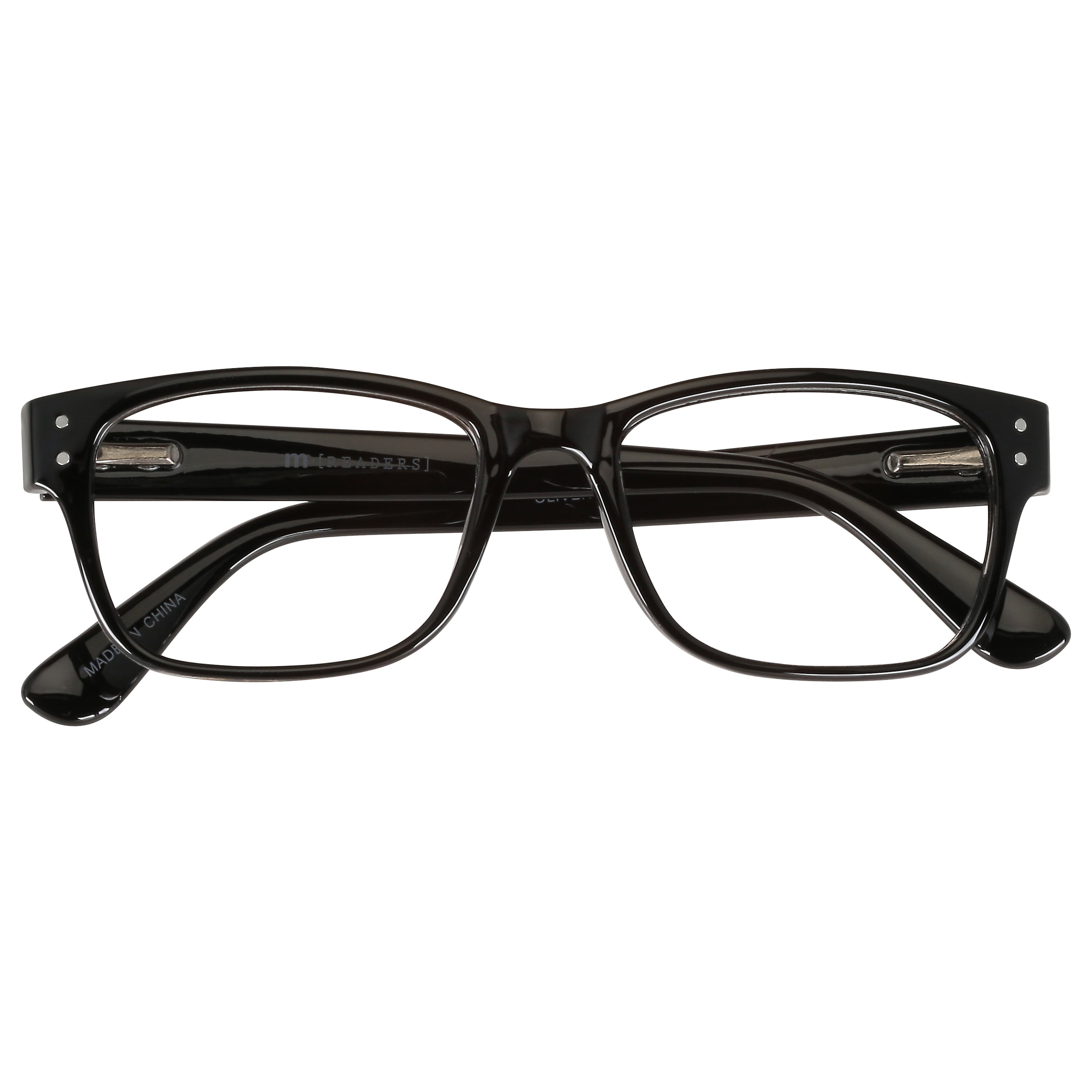 (2 pack) M+ Mens Square Plastic Reading Glasses 1.50 Oliver in Classic Black