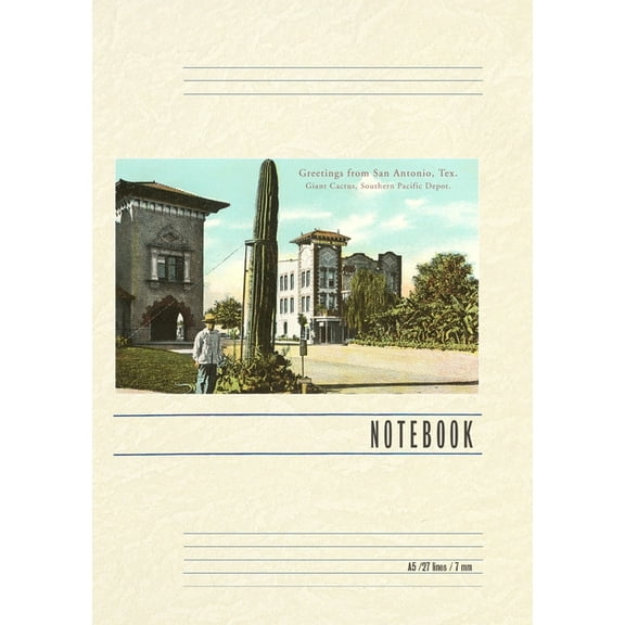 Vintage Lined Notebook Greetings from San Antonio, Texas, Saguaro, (Paperback)