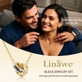 thumbnail image 6 of Linawe Black 14K Gold Plated Interlocking Circle Pendant Necklace for Women, Diamond Crystal Rhinestone Birthstone Cubic Zirconia Necklaces, Hypoallergenic Stainless Steel Chain, 6 of 7