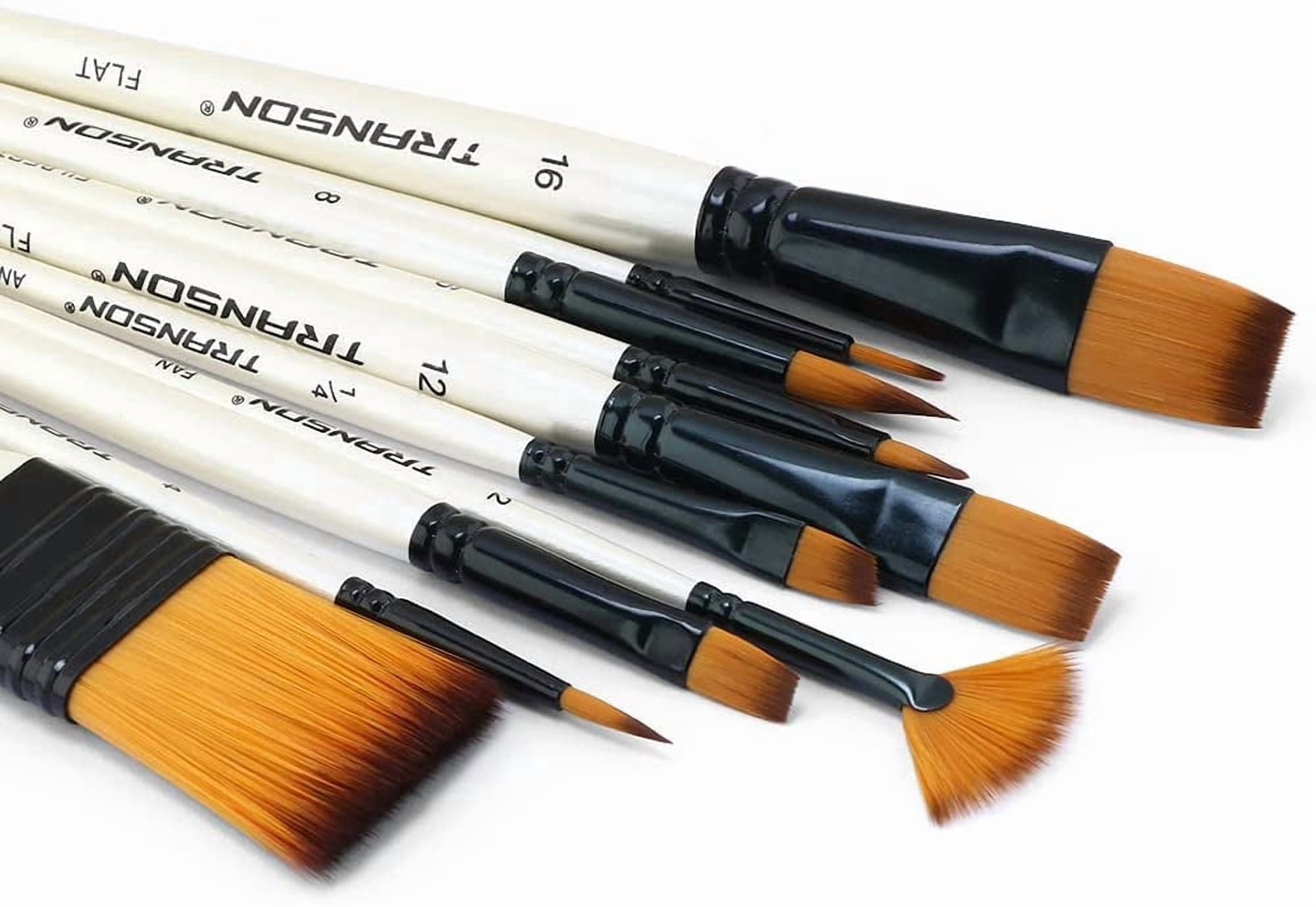 JJEAN-Transon Paint Brush Kit 10pcs Art Brushes and 1 Paint Spatula with Brush Case