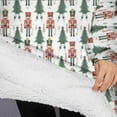 thumbnail image 3 of Oversized Wearable Blanket Hoodie,White Christmas Nutcracker Pattern Sherpa Blanket Hoodie with Super Pockets,Super Warm Fuzzy Pullover for Women & Men, 3 of 6