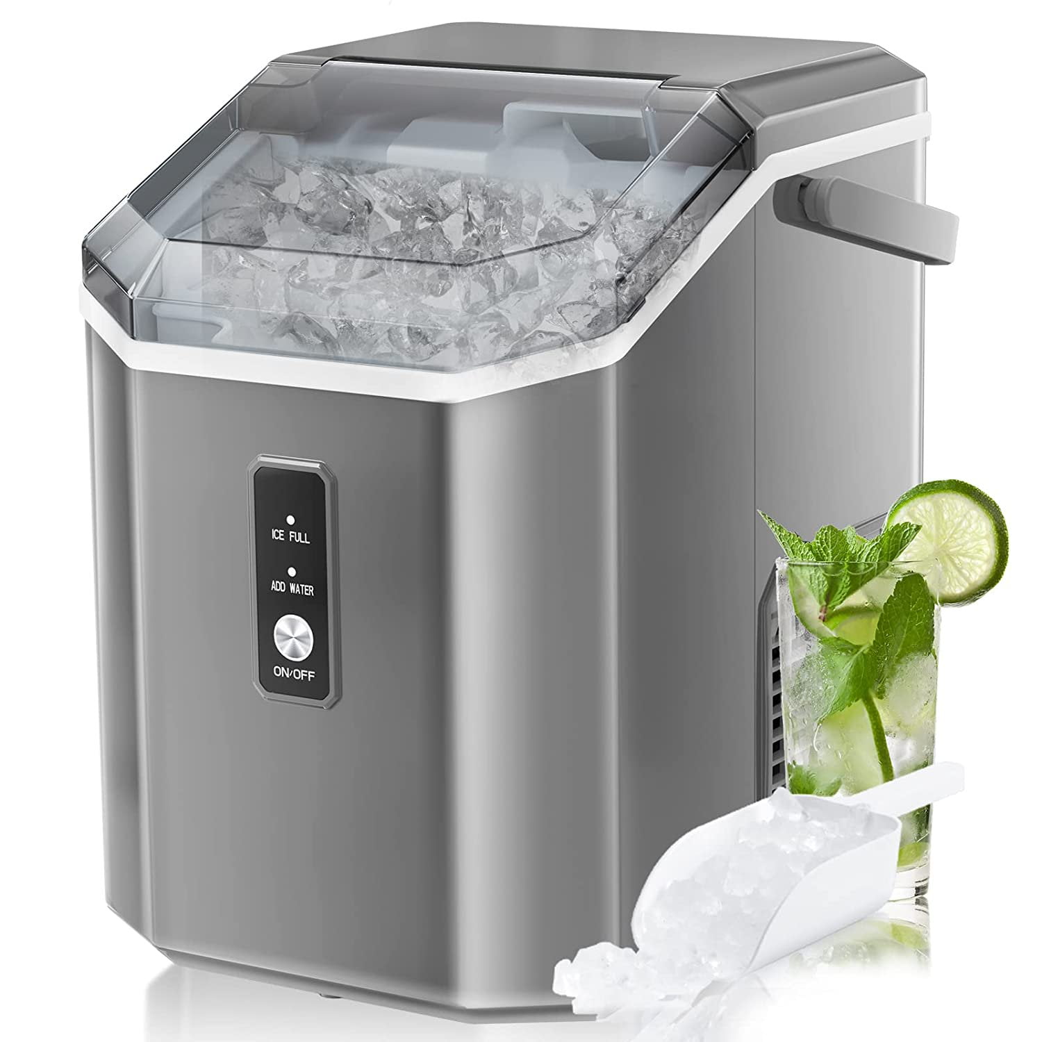 KISSAIR Countertop Ice Maker with Soft Chewable Ice, 34Lbs/24H, Pebble