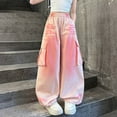 thumbnail image 2 of Ugoldhm Cargo Pants for Girls Cotton Wide-Leg Pant Summer Hiking Fashion Trousers Size 8-16, 2 of 9
