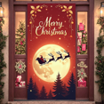 thumbnail image 2 of Decorative Christmas Banner Holiday Celebration Santa Sleigh Moonlight Reindeer Festive Design for Home Decor Party Decoration Outdoor Events, 2 of 9