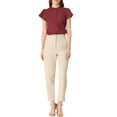 thumbnail image 2 of INSPIRE CHIC Women's Summer Dots Print Ruffle Stand Collar Button Down Blouse Shirts M Burgundy, 2 of 7