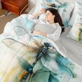 thumbnail image 4 of jejeloiu Wild Animal Dragonfly 7-Piece Twin Bedding Sets,White Cyan Bedding Comforter Set For Girls Kids Reversible, 4 of 8