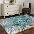 thumbnail image 3 of Kitchen Mats for Floor 3x5 Ft, Coastal Turtle Non Slip Area Rugs for Kitchen Bedroom Entryway, Summer Nautical Teal Beach Starfish Coral Washable Carpet Runner Rug Floor Mats for Bedroom Home Decor, 3 of 9