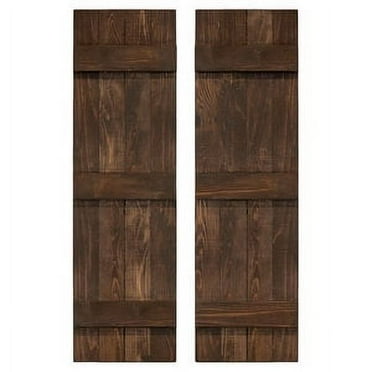 14 in. x 60 in. Coffee Brown Traditional Board & Batten Exterior Shutters Pair
