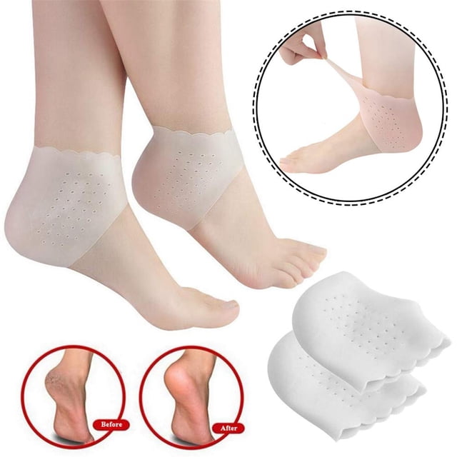 Protectores de talón de gel, diseño de orificio transpirable, calcetines de manga, cojín de silicona para el talón, ideal para aliviar el dolor del talón