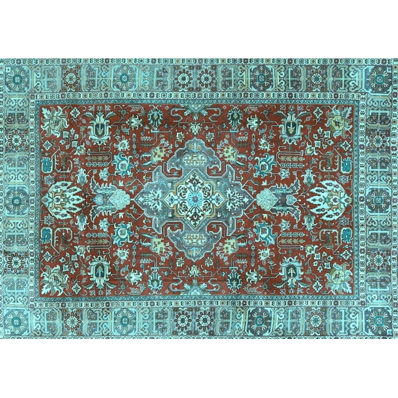 Ahgly Company Indoor Rectangle Persian Light Blue Traditional Area Rugs, 8' x 10'