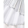 thumbnail image 6 of renvena Kids Girls 2 Piece Metallic Dance Outfits Sleeveless Crop Top with Irregular Hem Skirt 8-14 Silver 12, 6 of 7
