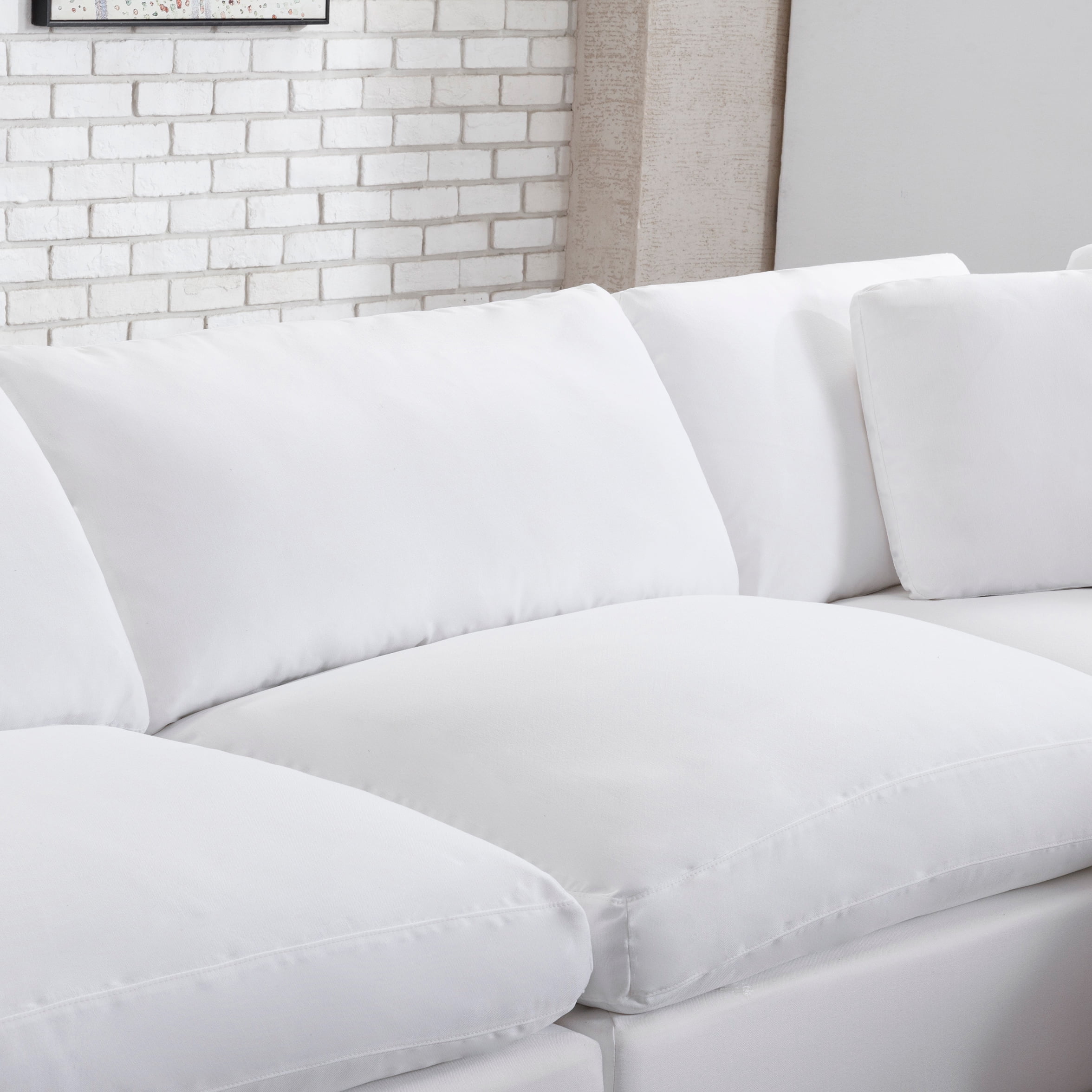 Roundhill Furniture Rivas Contemporary Feather Fill Oversized Armless Chair, White
