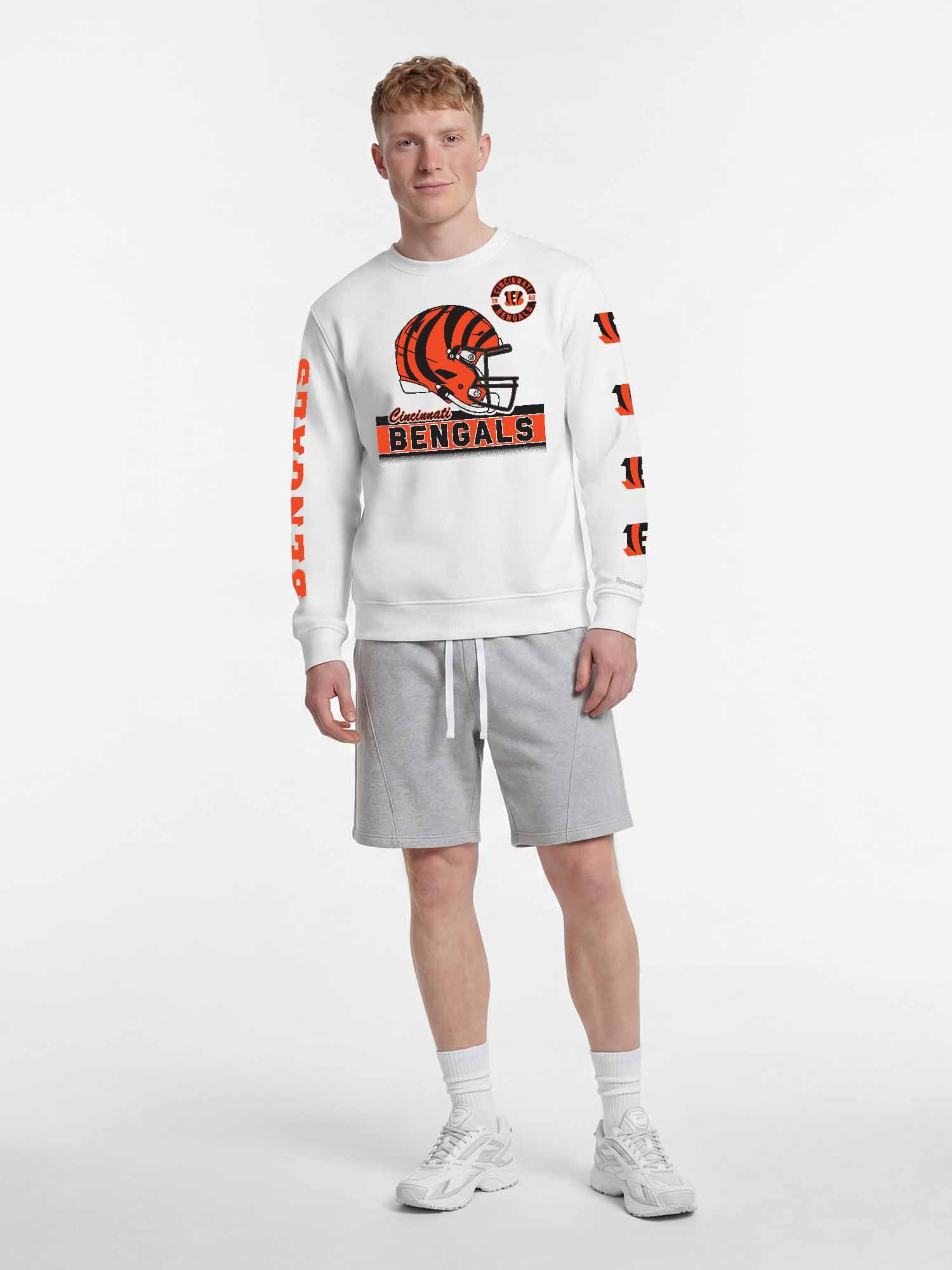 Cincinnati Bengals Reebok Mens White Crew Sweatshirt