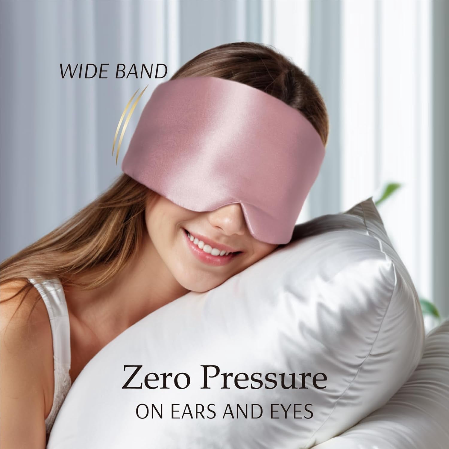 100% Mulberry Silk Sleep Mask Eye Mask for Man and Woman with Adjustable Headband, Full Size Large Sleep Mask & Blindfold for Total Blackout for All Night Sleep, Travel & Nap- Light Plum