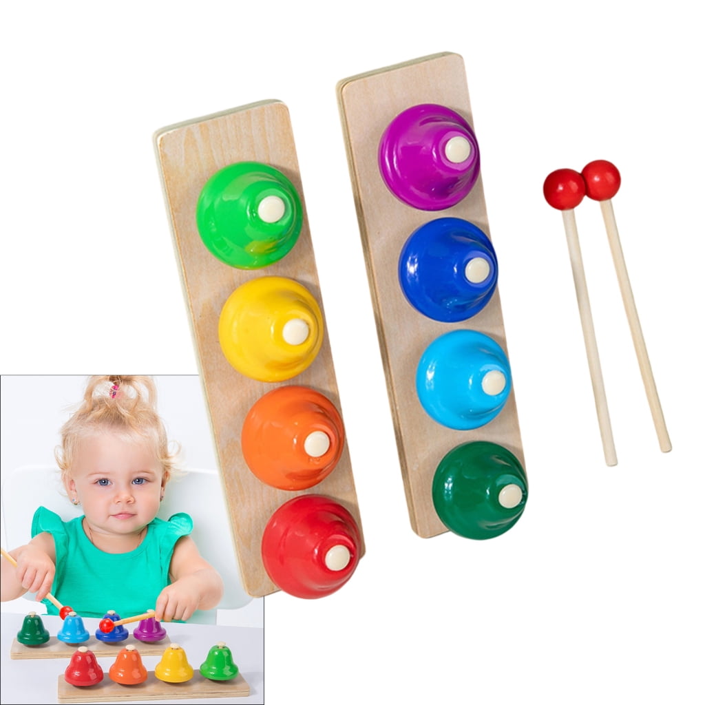 Miiottaa 8 Note Musical Handbells Set Colorful Desk Bells Percussion Instrument Music Table Bells for Festival, Musical Teaching