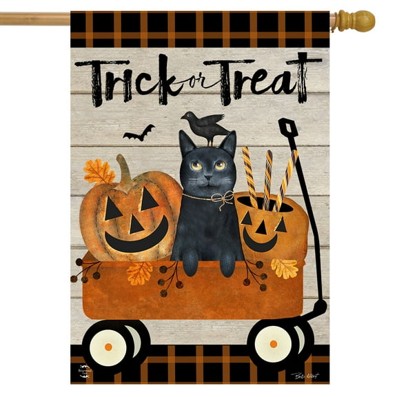 Briarwood Lane Trick Or Treat Wagon Halloween House Flag