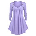 thumbnail image 1 of Camiseta de Talla Extra de Escote en Corazón Rosegal Mangas largas de talla grande, 1 of 5