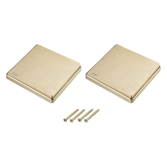 Light Switch Wall Push Button 1 Gang 1 Way Gold Tone 250V 10A 86x86mm Pack of 2