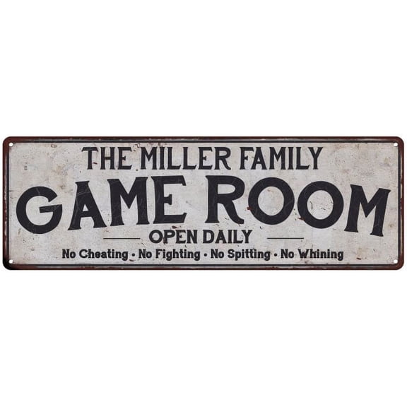 THE MILLER FAMILY Game Room Country Metal 8x24 Sign 108240042363