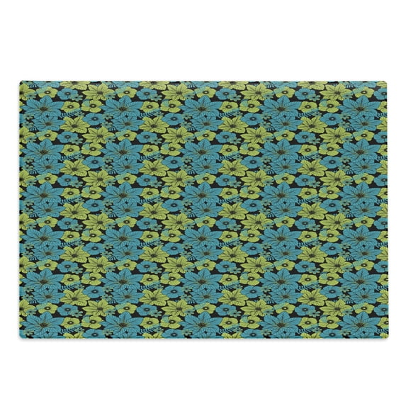 Floral Cutting Board, Woodland Colors Exotic Flowers Repetitive Illustration of Plantation, Decorative Tempered Glass Cutting and Serving Board, in 3 Sizes, by Ambesonne
