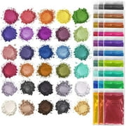 Pixiss Epoxy Resin Dye, Mica Powder, 30 Powdered Pigments Set, Soap Dye, Hand Soap Making Supplies, Eyeshadow and Lips Makeup Dye, Slime Pigment