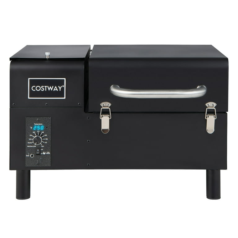 Costway Black Portable Pellet Grill and Smoker Tabletop with Temperature  Probe