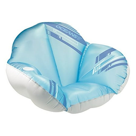 Oceans7 Lotus Floating Chair Oversized Inflatable Pool Float Beverage Holder Bluewhite Age 15 And Up