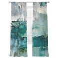 thumbnail image 2 of Abstract Oil Painting Sheer Curtains 108 Inches Long 2 Panels Watercolor Green Decor Light Filtering Semi Sheer Window Curtains Drapes for Bedroom Living Room 52"x108", 2 of 7