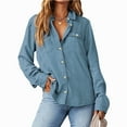 thumbnail image 3 of Fantaslook Women Button Down Denim Shirts Collared Casual Long Sleeve Blouses Tops with Pockets, 3 of 9
