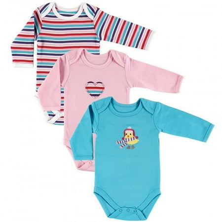 UPC: 0660168550269 | Hudson Baby Infant Girl Cotton Long-Sleeve Bodysuits 3pk  Bird  0-3 Months