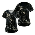 thumbnail image 2 of EHTMSAK Print Scrubs for Women Tops, Floral with Pocket, V-Neck Cartoon Printed Casual Short Sleeve Working Uniform Top Nurses Tunic Uniform Clinic Carer V-Neck Protective Clothing Tops Black 4X, 2 of 7