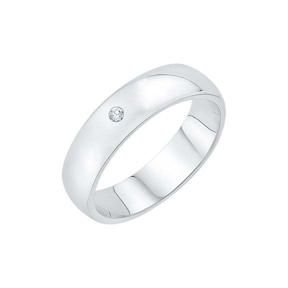 Diamond Accent Wedding Band in Sterling Silver (I-Color, SI3-I1 Clarity) (Size-10)