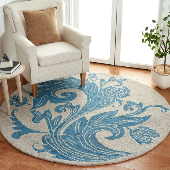 SAFAVIEH Abstract Parker Floral Area Rug, Beige/Blue, 6' x 6' Round