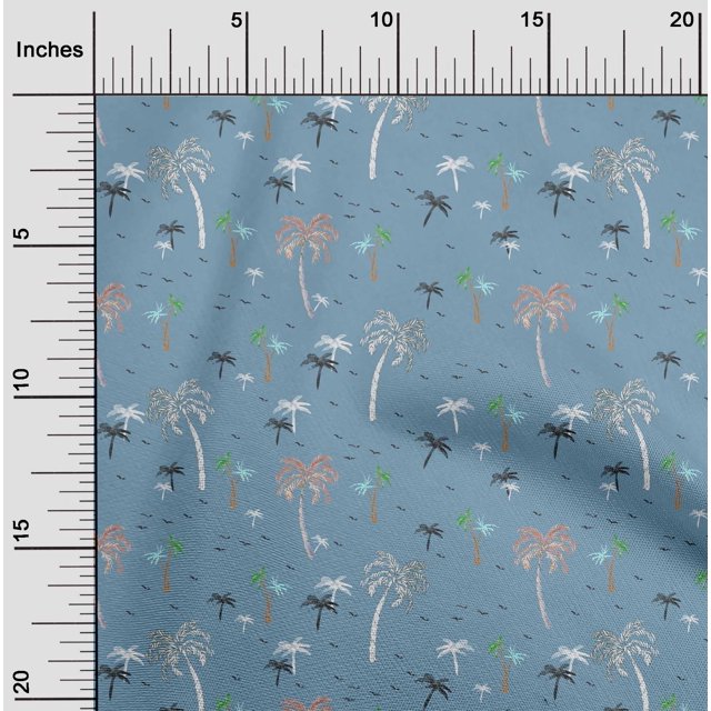 oneOone Cotton Silk Fabric Bird & Palm Tree Print Fabric By The Yard 42 Inch Wide