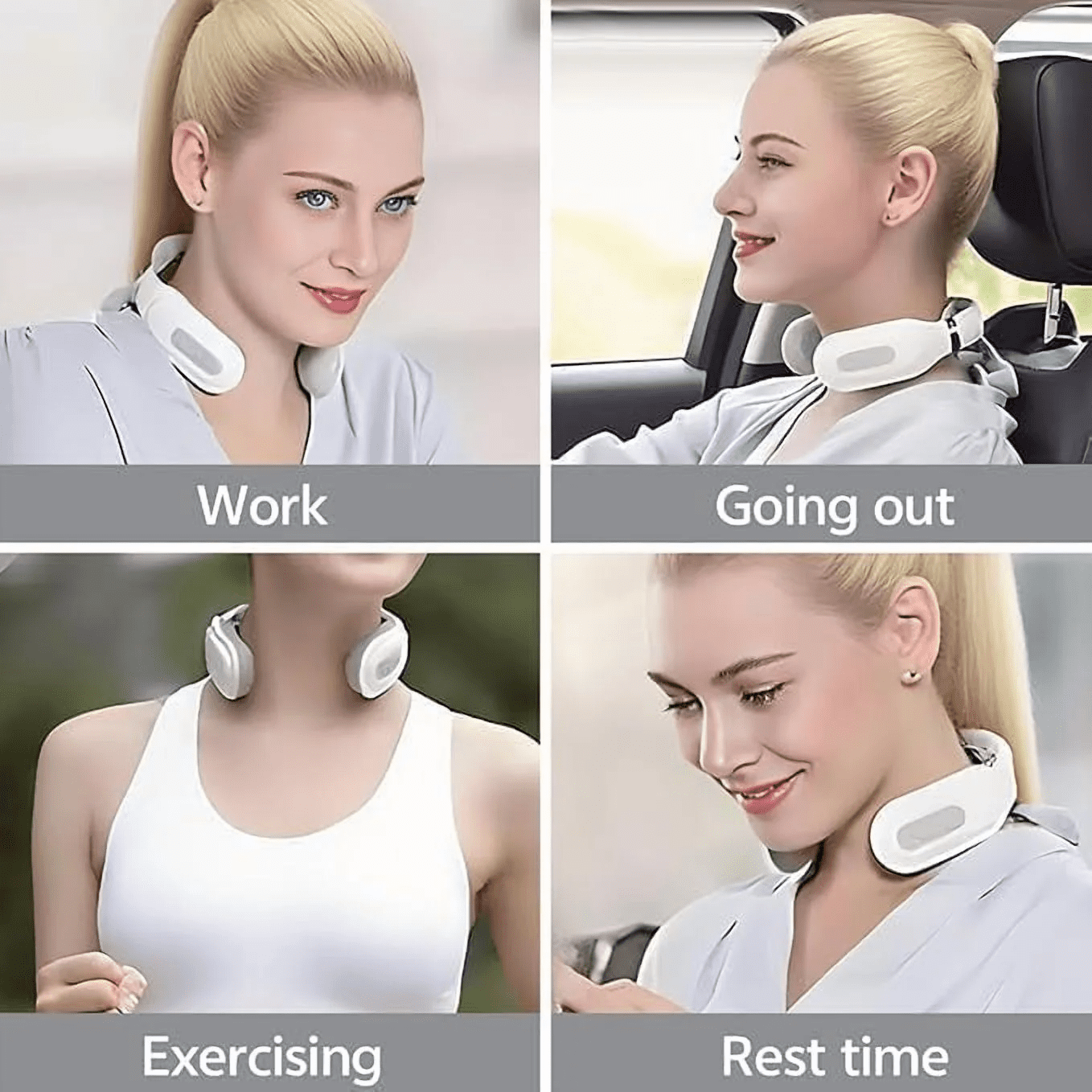 2026 new Vitality Magic Pro 2.0 Electric Neck Massager - 4 Heads, Heat, 6 Massage Modes, 14 Intensities, Rechargeable, Ergonomic, Ideal for Travel & Office Use