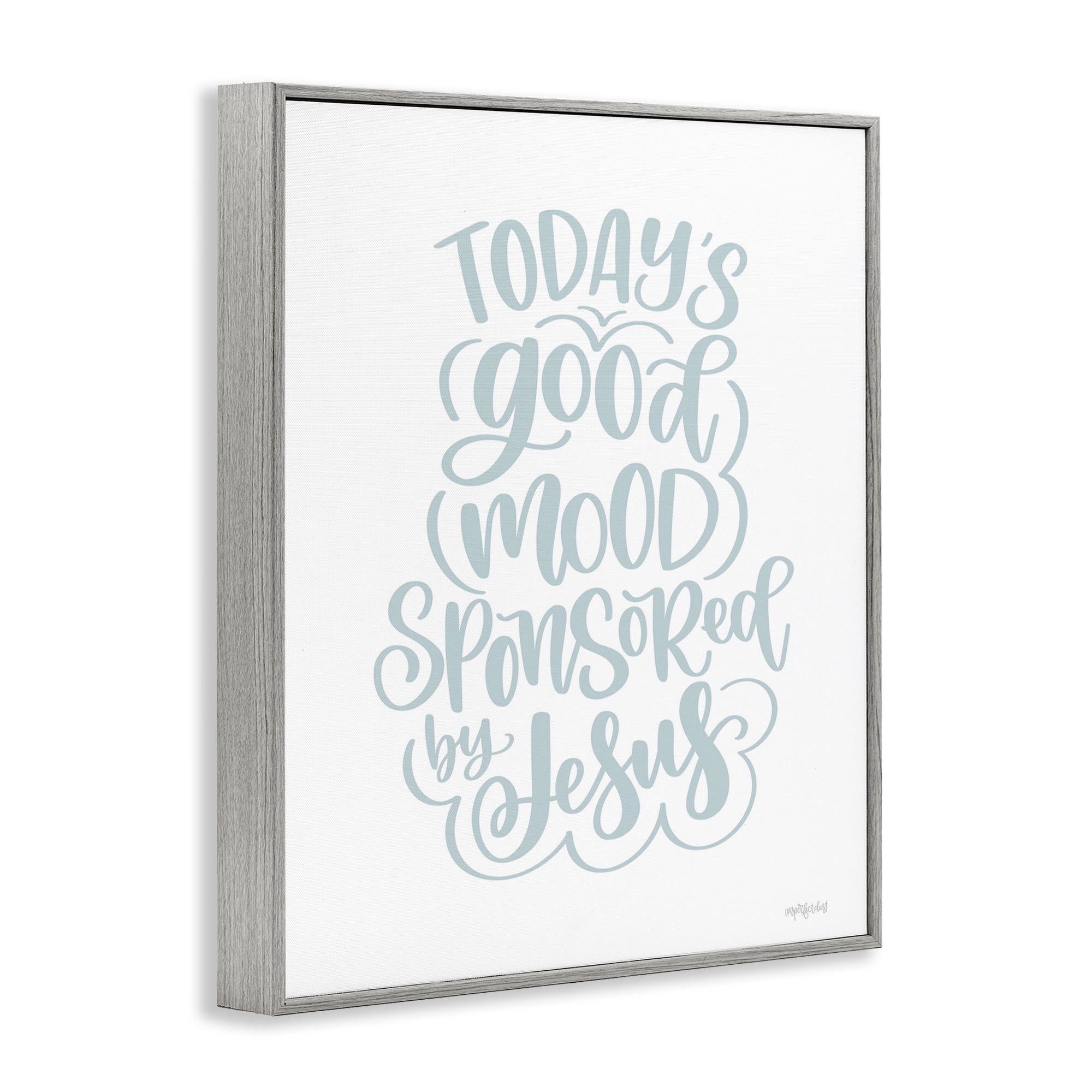 Stupell Industries Good Mood by Jesus Religious Painting Gray Framed Art Print Wall Art, 24 x 30