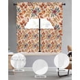 thumbnail image 2 of Brown Leaves Fall Swag Kitchen Curtains Sets for Windows 24 Inch Length, Farmhouse Vintage Botanical Leaf Short Window Curtain Panels Swags Valances and Tiers 3 Piece Set for Cafe/Dining Room, 2 of 5