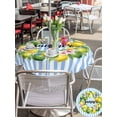 thumbnail image 5 of Outdoor Tablecloth with Umbrella Hole for Patio/Picnic/Party/Camping, Lemons Striped Waterproof Table Cloth Round Cover Washable, Summer Botanical Stripes Farmhouse Watercolor (Dia 54"), 5 of 8