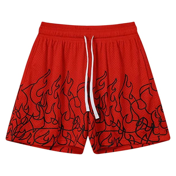 Pantalones Cortos Atléticos para Hombres Impresión de Verano Playa Fitness Run Casual Sports Mesh Pantalones Cortos de Transpirabilidad