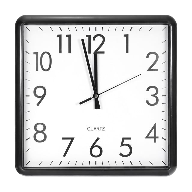 Unique Bargains 13x13 Inch Wall Clock, Quartz Battery Operated Silent Non-Ticking Square Wall Clocks, Black