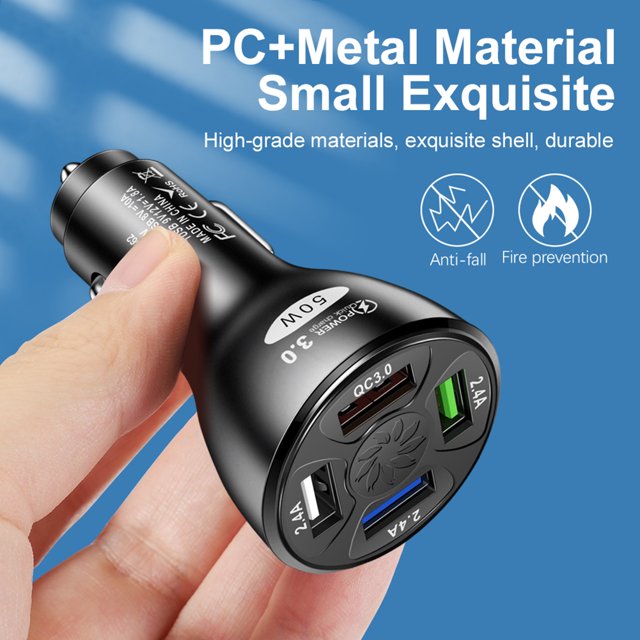Cargador de coche USB QC3.0 de 4 puertos adaptador de carga Ehuebsd rápida automática encendedor de cigarrillos para teléfono móvil 1232V 50W 7A 5V7.0A 9V1.8A 12V