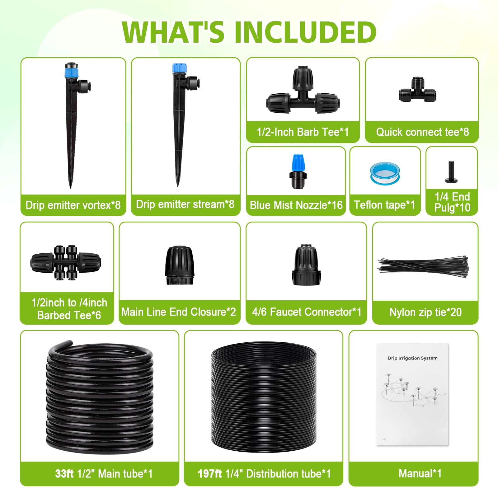 2026New 230FT Quick-Connect Drip Irrigation System Kit Automatic Garden Watering Misting System for Greenhouse Yard Lawn