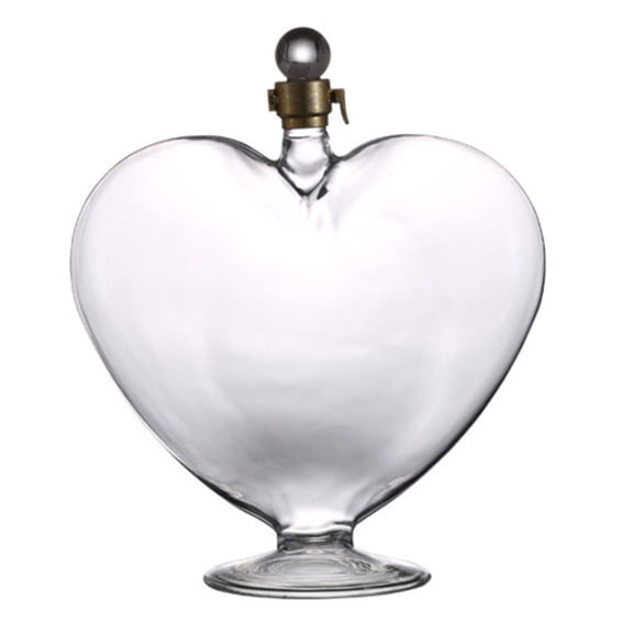 AOOOWER Handcrafts Heart Shape Glass Decanter Liquor Bottle Wine Dispenser Home Decors