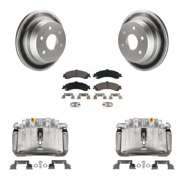 Transit Auto Rear Disc Brake Caliper Coated Rotors and Ceramic Pads Kit for Car 2002 Chevrolet Suburban 1500 4WD with Single Piston KCG-100099C