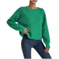 thumbnail image 2 of AUNVITO Womens Round Neck Sweaters Solid Long Sleeve Pullover Fall Winter Outfits, 2 of 6