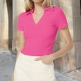 thumbnail image 2 of Summer Tops for Women Women Short Sleeve Shirts V Neck Summer Tops Casual Work Basic Tees Tops Active Shirt Woman Womens Athletic Tee Trashier Shirts Womens Tee Shirt Loose Women Shirts Siz Hot Pink S, 2 of 8