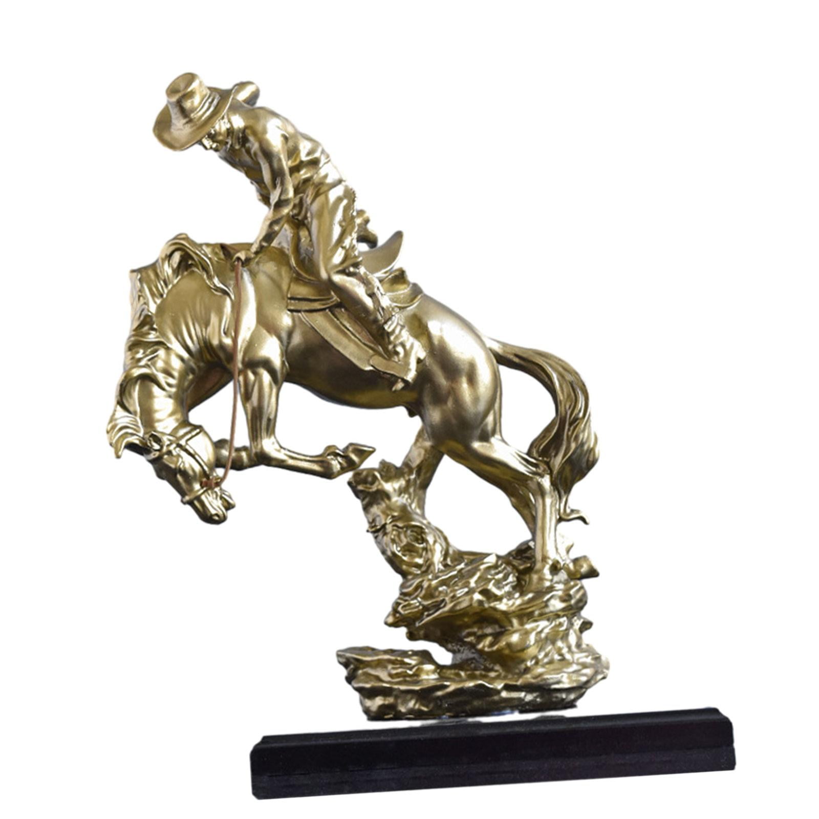 Tongina Cowboy Sculpture Decor Cowboy Equestrian Statue for Bedroom Landscape Garden