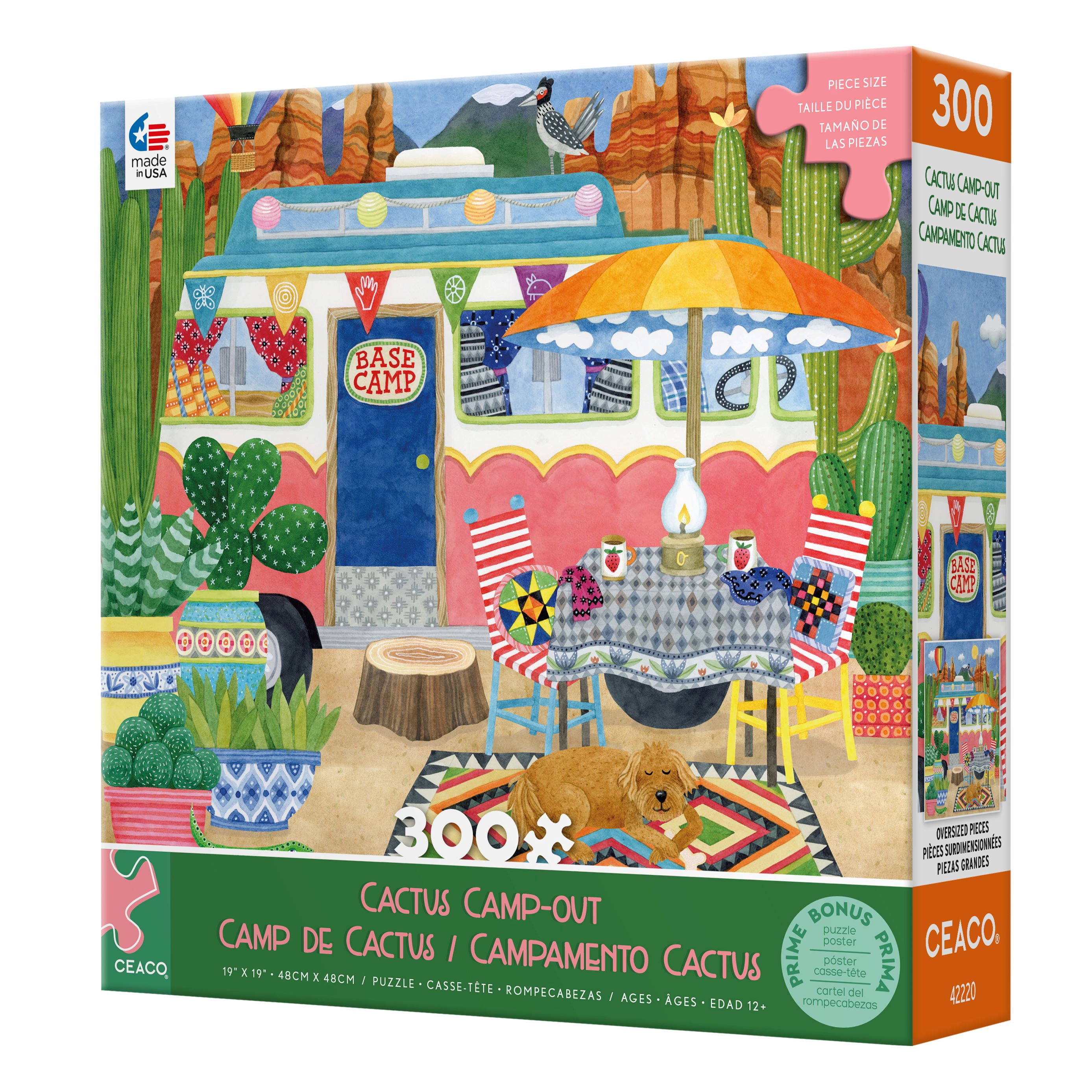 Ceaco 300 Piece Cactus Camp-out (Stephanie Peterson Jones) Interlocking Jigsaw Puzzle